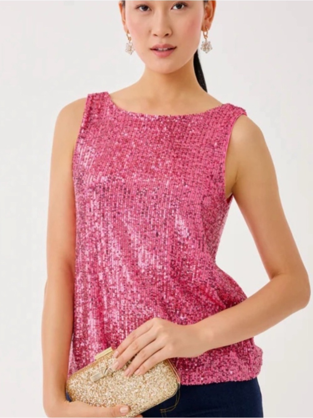 NWT Lilly Pulitzer Jaret Sequin Knit Top Sun Shell Pink S - Picture 5 of 5